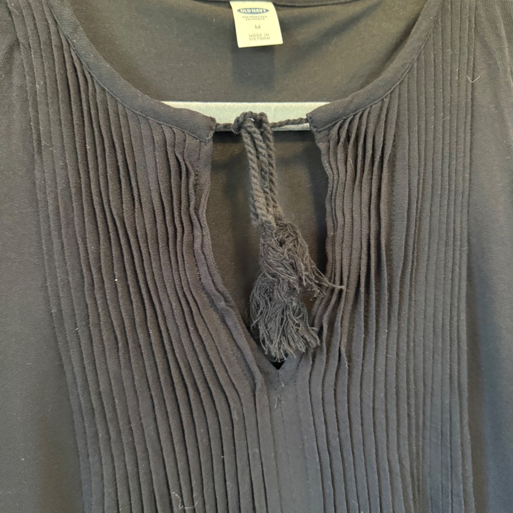 Old Navy Women's Black Sleeveless Dress Pleated V Neck Size M Casual‎ - Picture 5 of 11